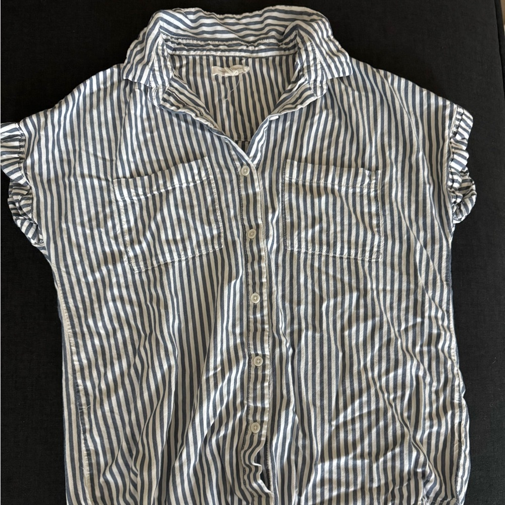 beachlunchlounge Navy and White Striped Blouse